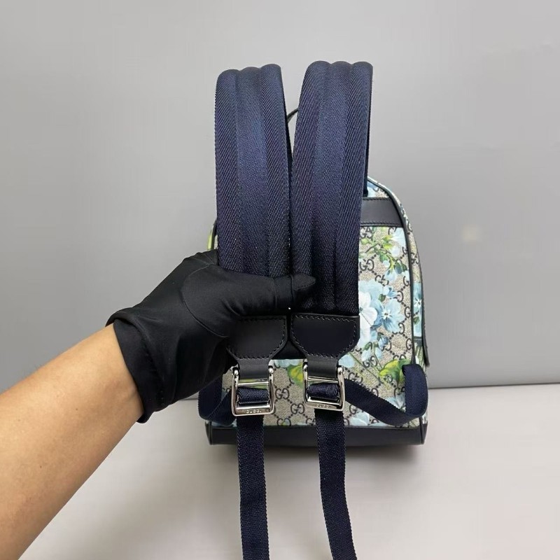 Gucci古馳 老花藍花卉小號雙肩包 後背包-7