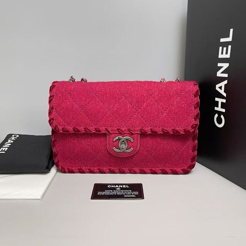 Chanel香奈兒 CF系列復古毛氈絲絨邊編織包 肩背包-0