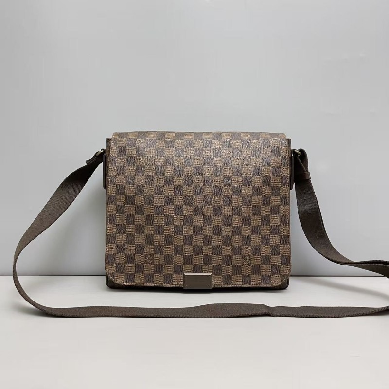 LV路易威登 男士 棕色棋盤格郵差包 肩背包 斜背包-0
