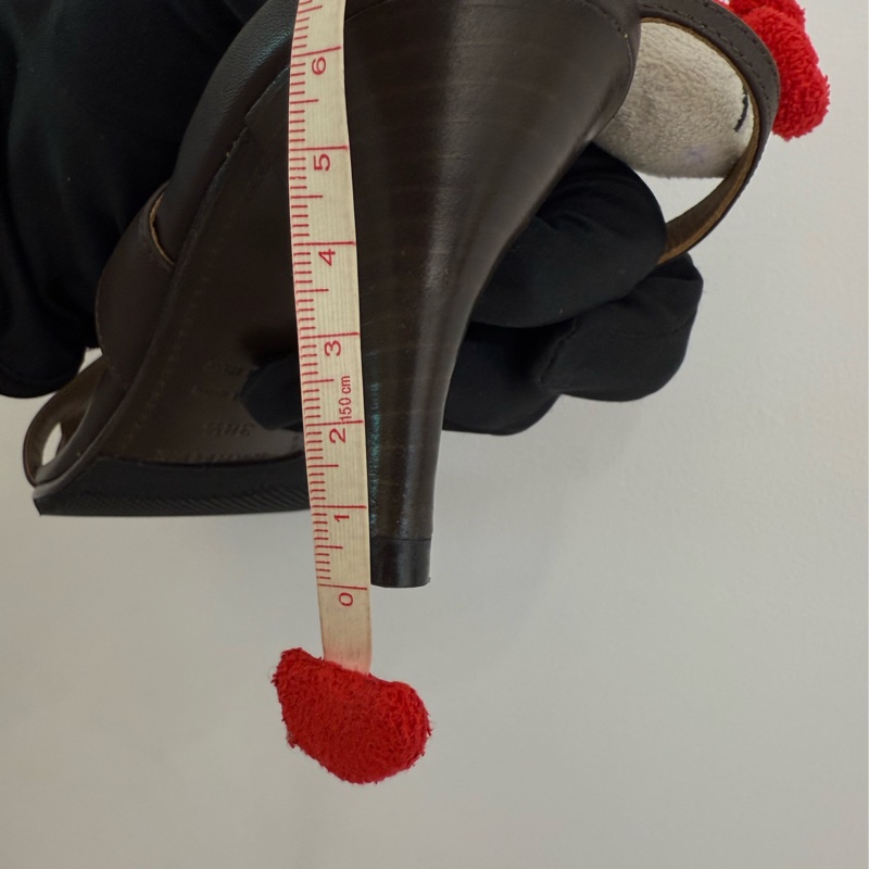 二手HERMES咖啡色JOY70經典H細跟涼鞋-8