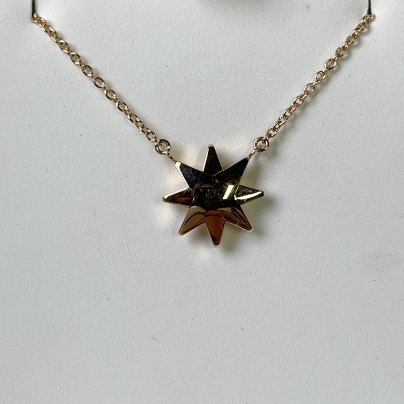 Dior迪奧 玫瑰金八芒星半鑽項鏈 🈶盒子-2