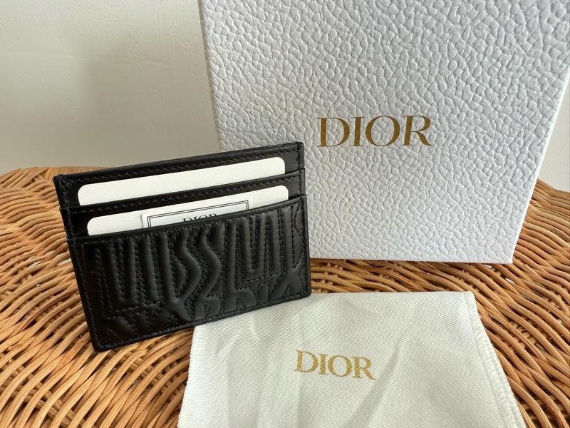 全新DIOR黑色全皮MISS DIOR金字logo卡片夾名片夾-1