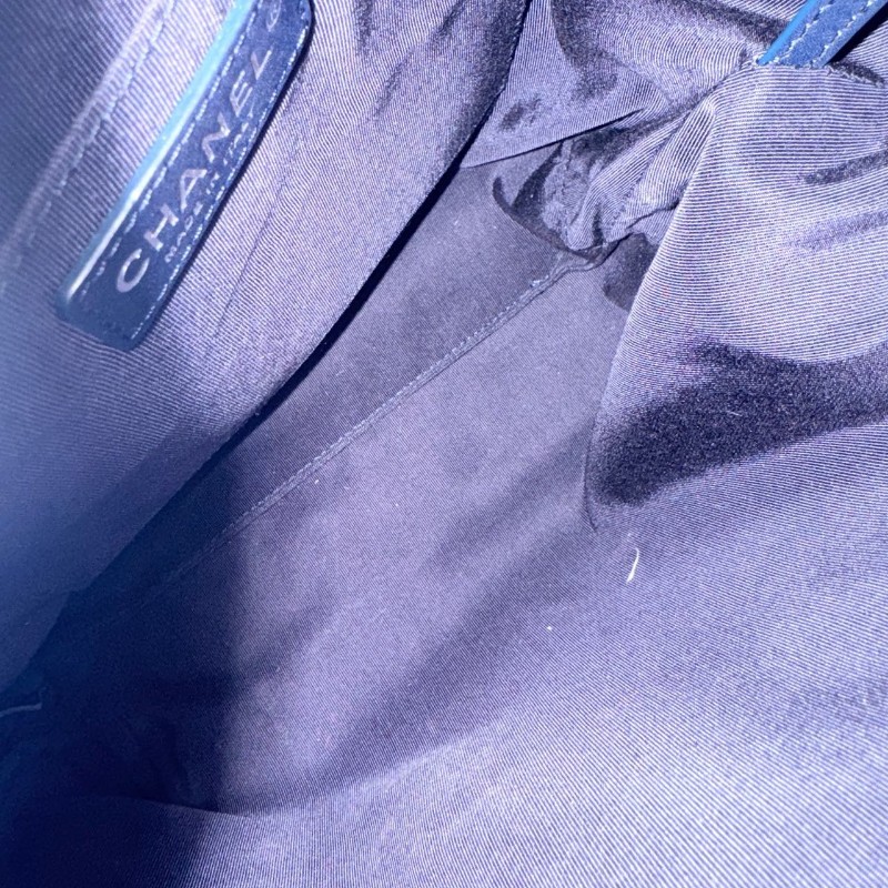 Chanel香奈兒 牛皮鏈條嬉皮hobo子母包小號 肩背包 手提包底長24cm 24開-6