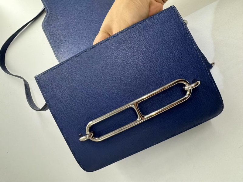 🌈Hermes💙Mini Roulis 19💙藍色銀扣🌟98新🌟evercolor皮🌟-1