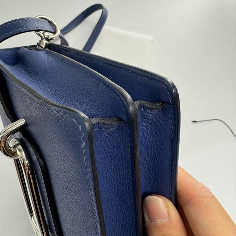 🌈Hermes💙Mini Roulis 19💙藍色銀扣🌟98新🌟evercolor皮🌟-3