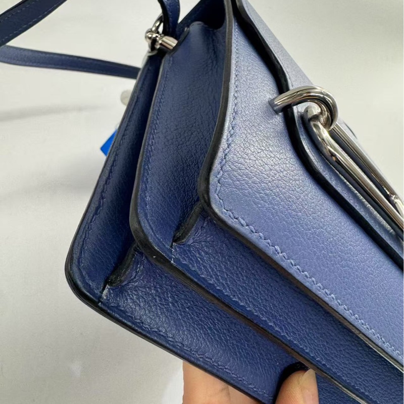 🌈Hermes💙Mini Roulis 19💙藍色銀扣🌟98新🌟evercolor皮🌟-4