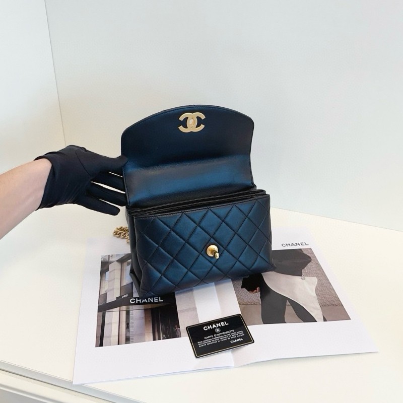 CHANEL香奈兒 19k trendy cc handle 黑金配色 鏈條包 28開 手提包 肩背包 斜背包-5