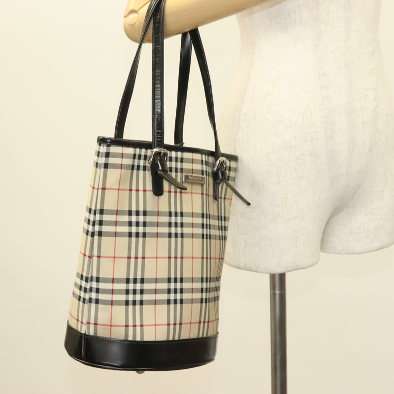 【日本直送】Burberrys Nova Check Blue Label 單肩包 帆布 米色 銀色 正品 bs28026-19