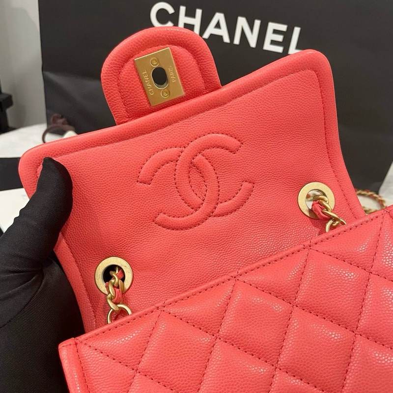 Chanel / 香奈兒 澳門購證刷卡單 小牛皮荔枝紋方胖子CF郵差包-4