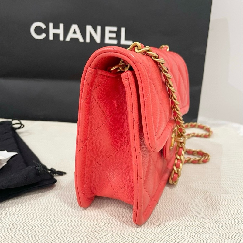 Chanel / 香奈兒 澳門購證刷卡單 小牛皮荔枝紋方胖子CF郵差包-5