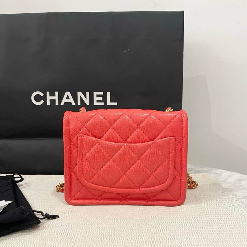Chanel / 香奈兒 澳門購證刷卡單 小牛皮荔枝紋方胖子CF郵差包-7