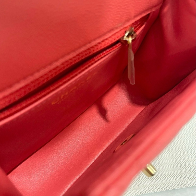 Chanel / 香奈兒 澳門購證刷卡單 小牛皮荔枝紋方胖子CF郵差包-9