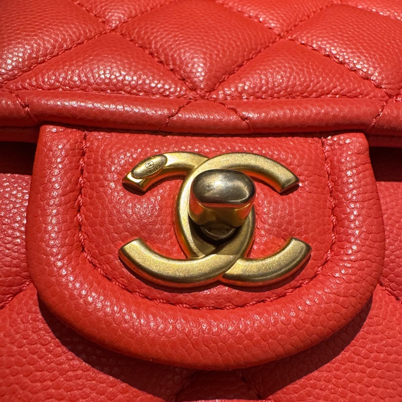 Chanel / 香奈兒 澳門購證刷卡單 小牛皮荔枝紋方胖子CF郵差包-11