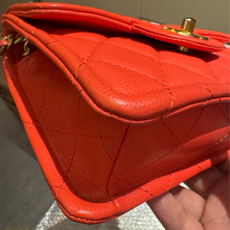 Chanel / 香奈兒 澳門購證刷卡單 小牛皮荔枝紋方胖子CF郵差包-16