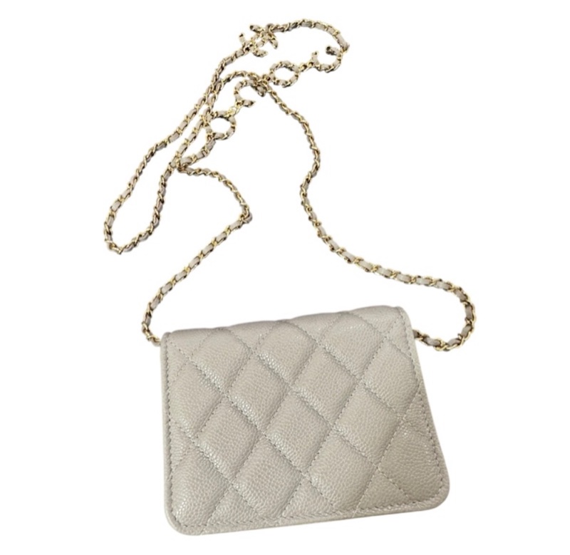 Chanel coco鏈條 灰色 小廢包-1