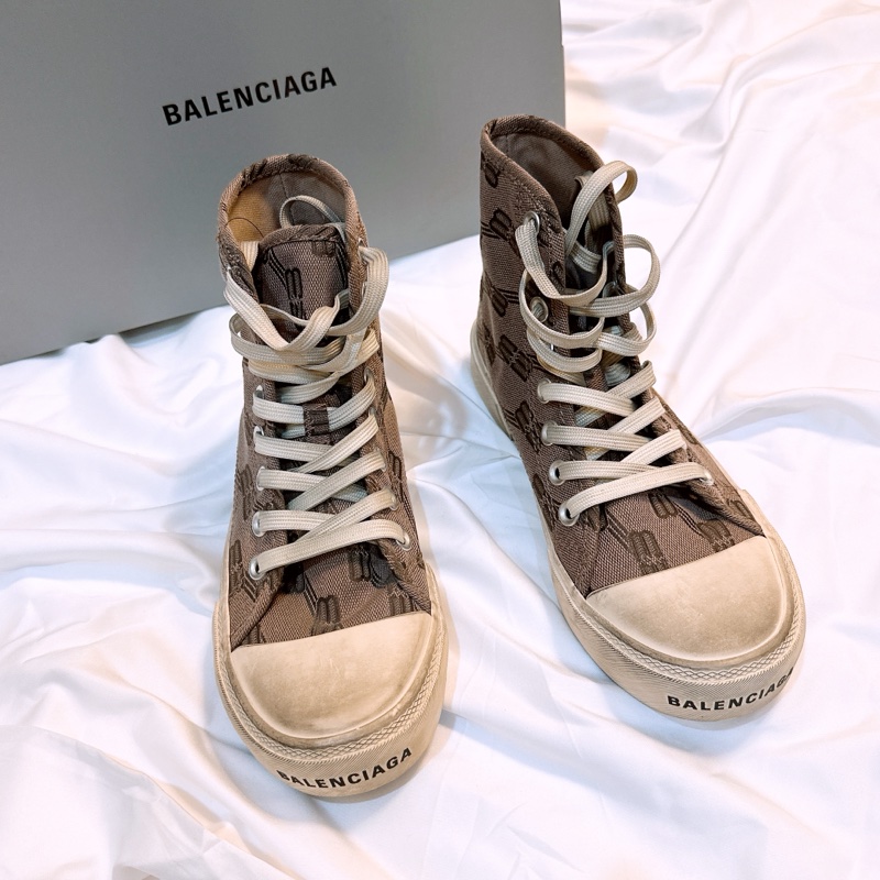 全新 Balenciaga巴黎世家經典緹花BB做舊高筒帆布鞋-8