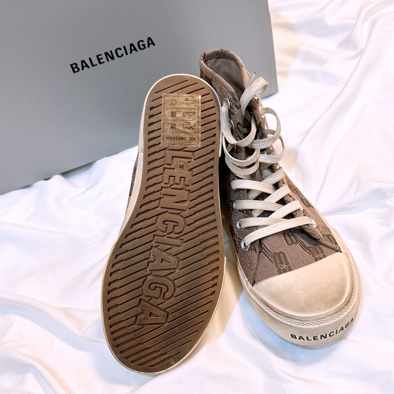 全新 Balenciaga巴黎世家經典緹花BB做舊高筒帆布鞋-11