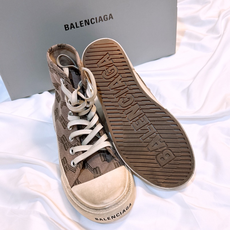 全新 Balenciaga巴黎世家經典緹花BB做舊高筒帆布鞋-12