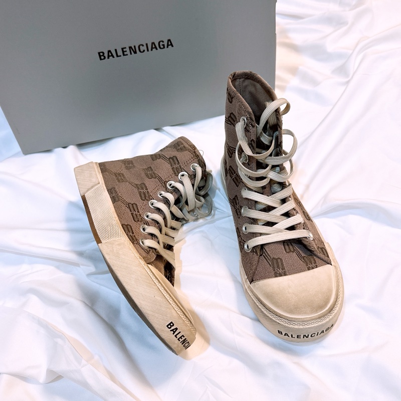 全新 Balenciaga巴黎世家經典緹花BB做舊高筒帆布鞋-13