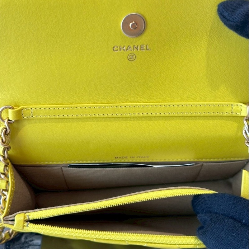 CHANEL 黃色金球手機鏈條包 新款雷標-8