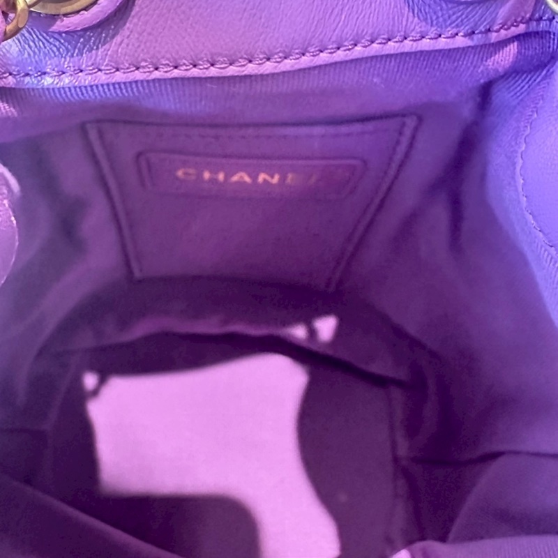 CHANEL 紫色抽繩雙肩包後背包 芯片款-8