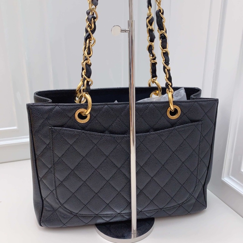 98新CHANEL 黑金荔枝紋GST 經典配色-6