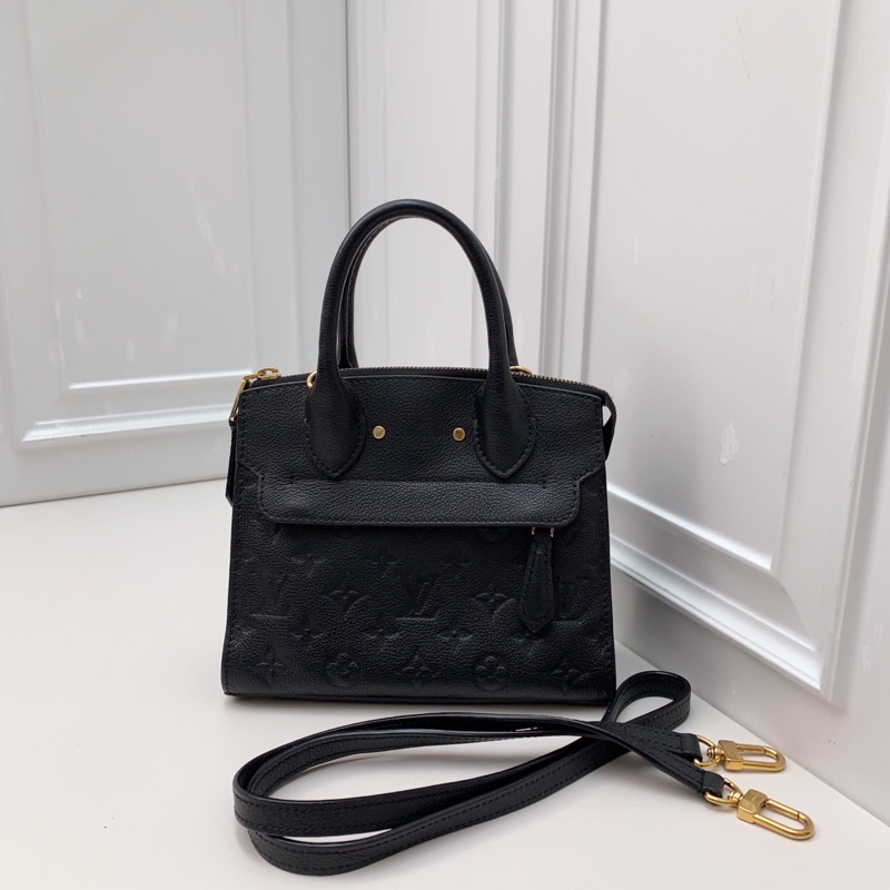 98新 LV路易威登 City steamer mini黑金印花小牛皮手提斜挎包-0