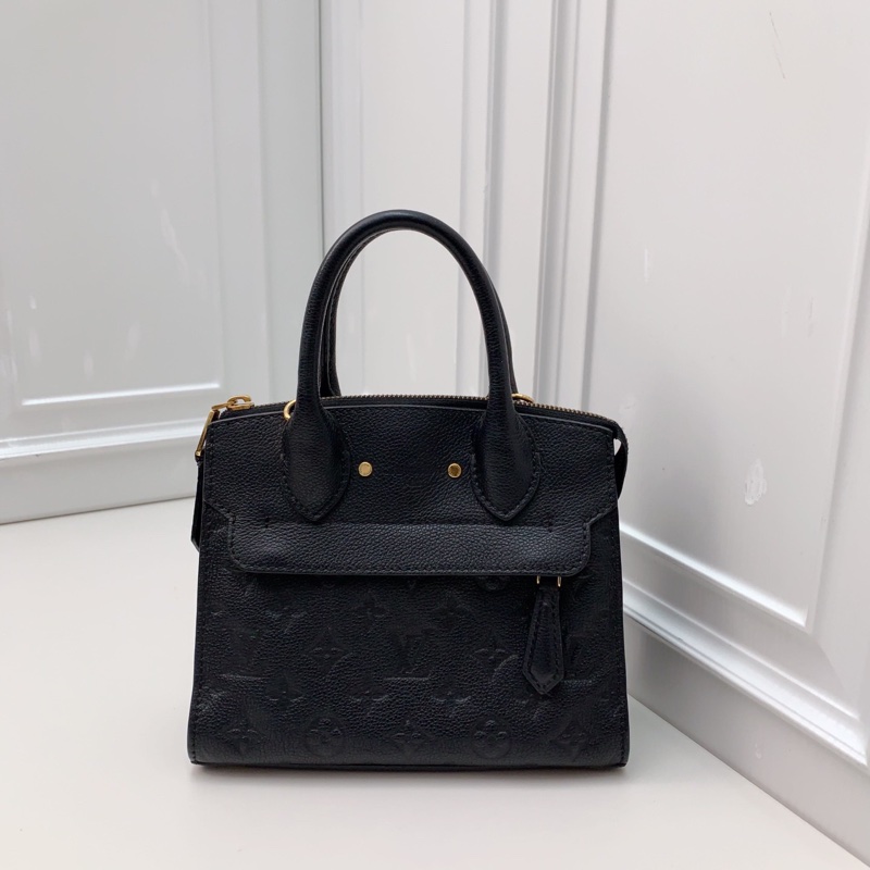 98新 LV路易威登 City steamer mini黑金印花小牛皮手提斜挎包-5