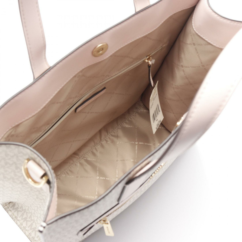 Michael Kors KENLY NS Kenly 單肩手提包帆佈白粉灰色二手-2
