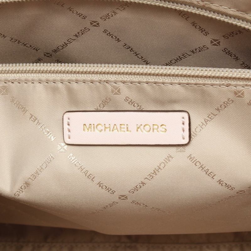 Michael Kors KENLY NS Kenly 單肩手提包帆佈白粉灰色二手-3