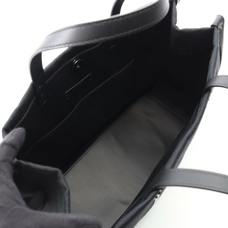 Valentino VLTN Rockstuds 手袋帆布皮革黑白二手男標誌-2