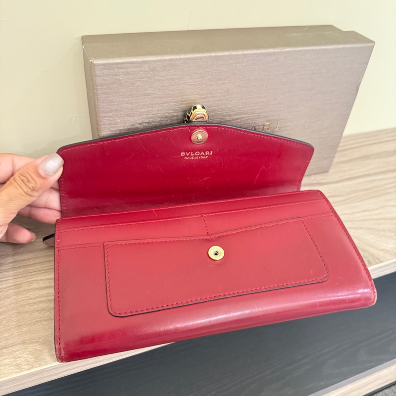 寶格麗豬肝紅長夾-3