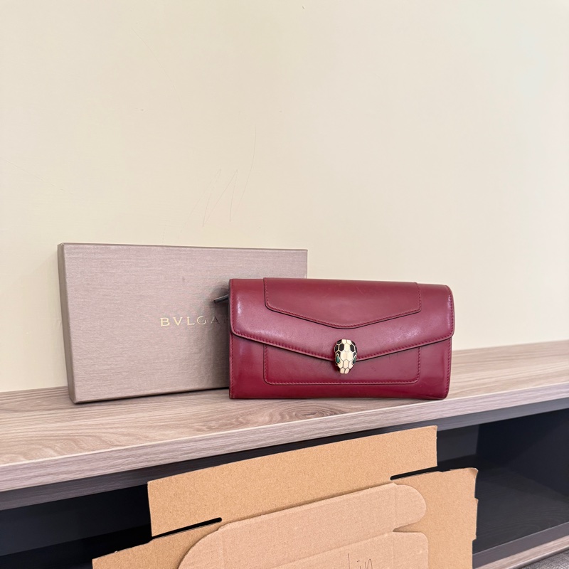 寶格麗豬肝紅長夾-4