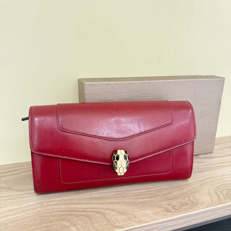 寶格麗豬肝紅長夾-5