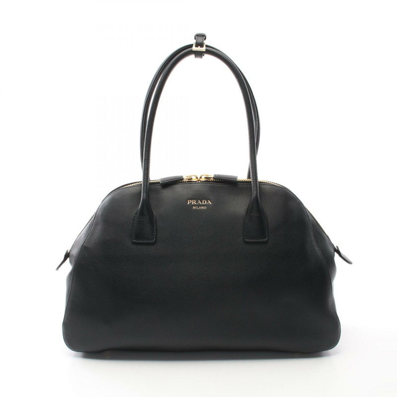 PRADA SOFT GRAIN 肩背手提包 1BG5222CYSF0002 黑色皮革 全新 女士-0