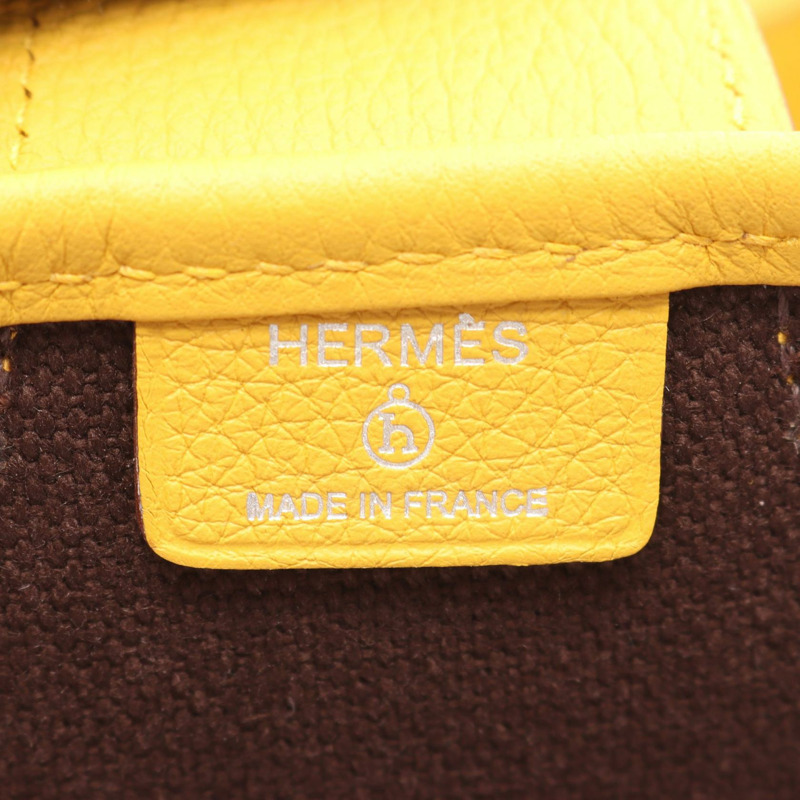 愛馬仕 Monsieur B GM 手提包，GM 帆布，Clemence 皮革，棕色/黃色，二手-3