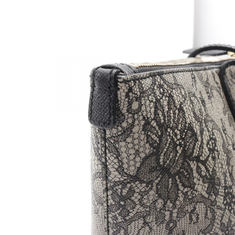 DOLCE & GABBANA 手提包 PVC 塗佈帆布 米色黑色 二手 女士-5