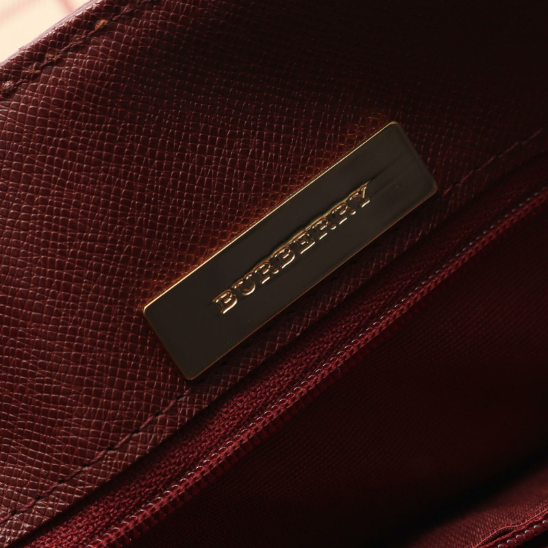 BURBERRY Nova Check 手提包 帆布皮革 米色波爾多多色 二手-3