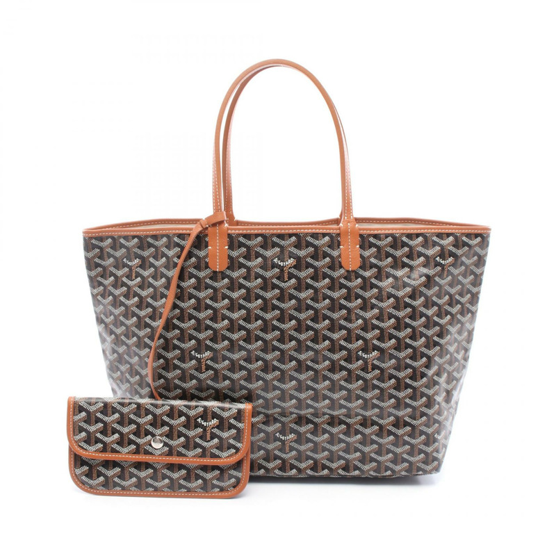 GOYARD Saint Louis PM 手提包 帆布 皮革 黑色 棕色 多色 二手 女士-0