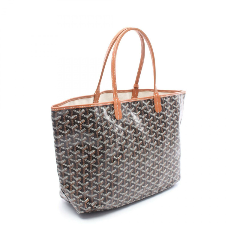 GOYARD Saint Louis PM 手提包 帆布 皮革 黑色 棕色 多色 二手 女士-1