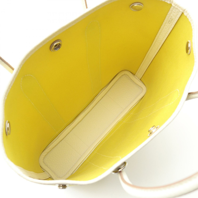 HERMES Garden File PM 手提包 Toile officier 帆布 Negonda 皮革 黃色 二手-2