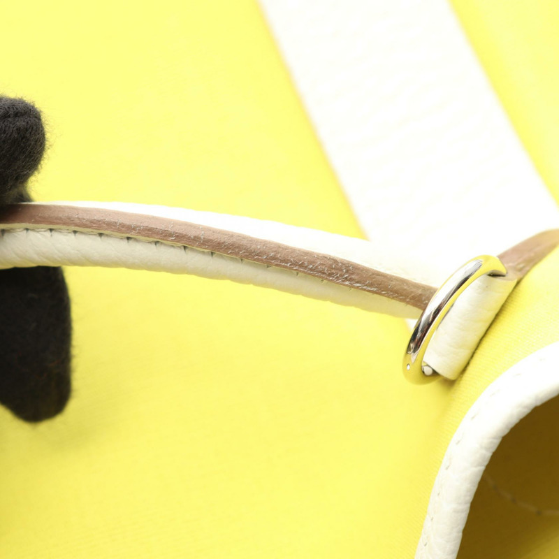 HERMES Garden File PM 手提包 Toile officier 帆布 Negonda 皮革 黃色 二手-5