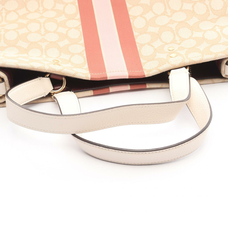 COACH DEMPSEY TOTE 40 OUTLINE SIGNATURE 包 C1548 帆布皮革米色二手-5