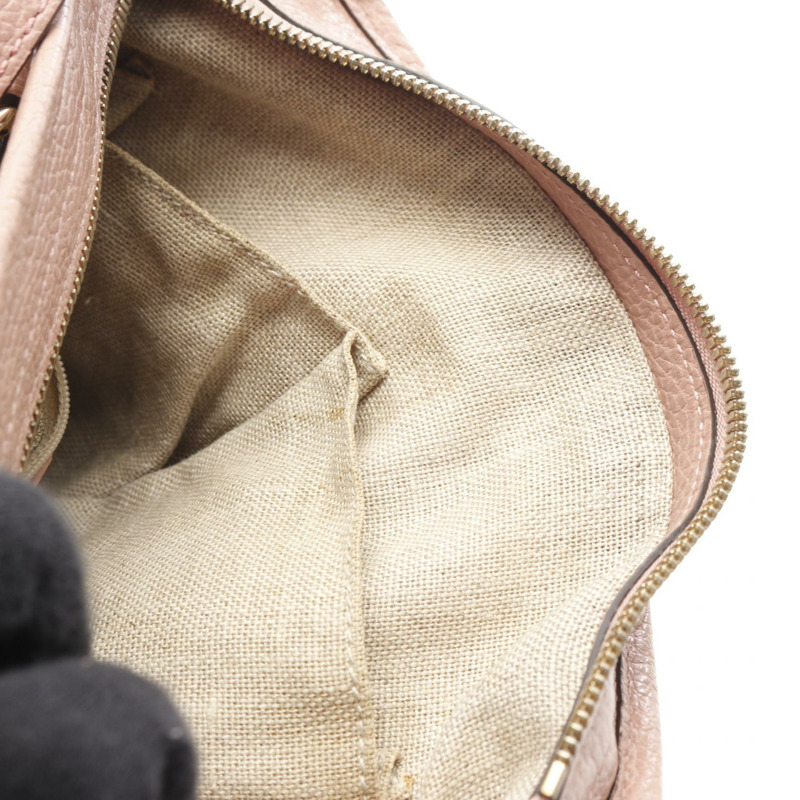 GUCCI Bree GG 帆布肩包托特包 449241 皮革米粉色二手斜背包-9