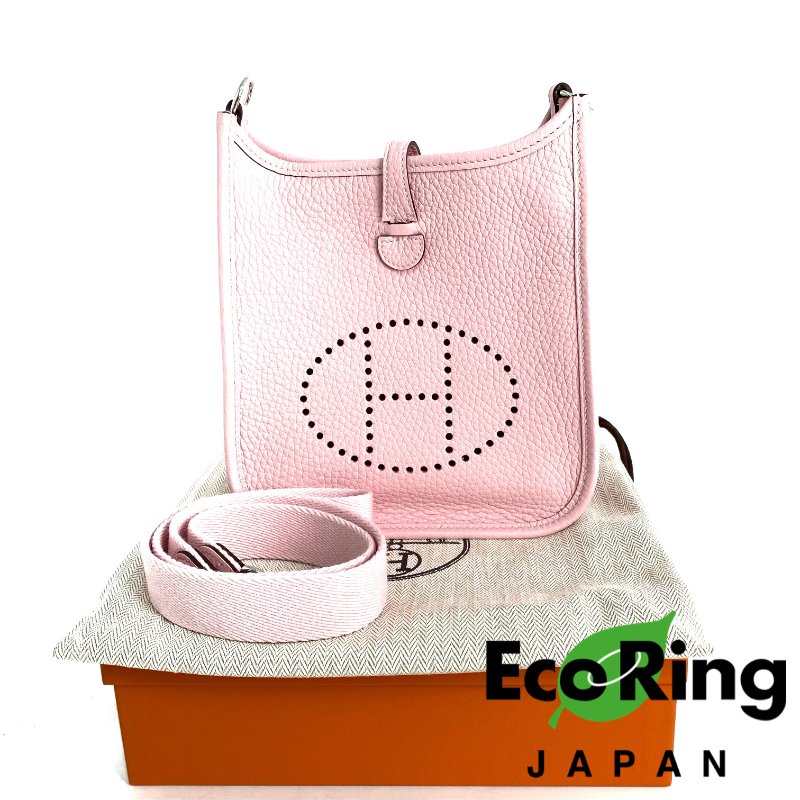 △ Hermes 愛馬仕 3Q Rose Sakura Clemence Calfskin Palladium Plated Metal Evelyn 16 Shoulder Bag Stamp K 3Q櫻花粉色粒紋小牛皮鍍鈀金屬肩背袋K刻 - 257017311-0