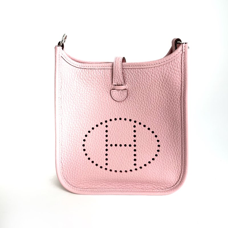 △ Hermes 愛馬仕 3Q Rose Sakura Clemence Calfskin Palladium Plated Metal Evelyn 16 Shoulder Bag Stamp K 3Q櫻花粉色粒紋小牛皮鍍鈀金屬肩背袋K刻 - 257017311-1