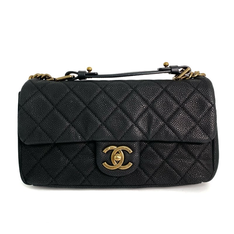 △ Chanel 香奈兒 Black Caviar Skin Gold Tone Metal Single Flap Chain Shoulder Bag A67622 No.17 黑色粒紋小牛皮金色金屬鎖鏈肩背袋No.17 - 257016995-1