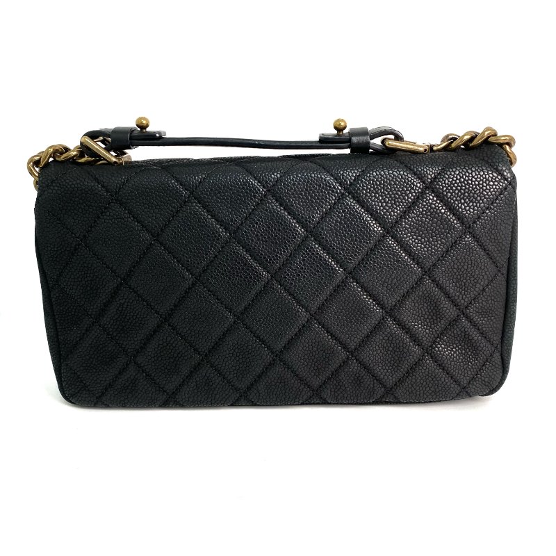 △ Chanel 香奈兒 Black Caviar Skin Gold Tone Metal Single Flap Chain Shoulder Bag A67622 No.17 黑色粒紋小牛皮金色金屬鎖鏈肩背袋No.17 - 257016995-2