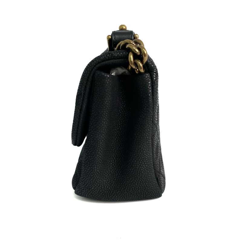 △ Chanel 香奈兒 Black Caviar Skin Gold Tone Metal Single Flap Chain Shoulder Bag A67622 No.17 黑色粒紋小牛皮金色金屬鎖鏈肩背袋No.17 - 257016995-3