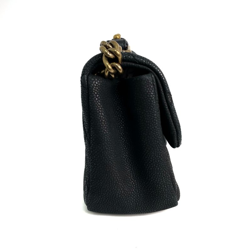 △ Chanel 香奈兒 Black Caviar Skin Gold Tone Metal Single Flap Chain Shoulder Bag A67622 No.17 黑色粒紋小牛皮金色金屬鎖鏈肩背袋No.17 - 257016995-4